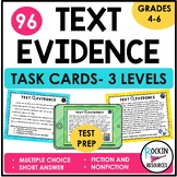 TEXT EVIDENCE TASK CARDS, READING COMPREHENSION, TEST PREP