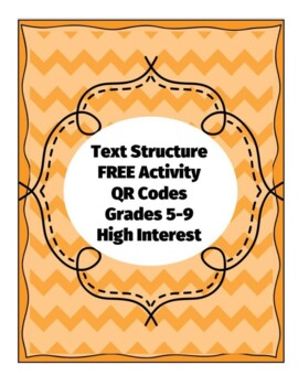 Preview of FREEBIE TEXT STRUCTURE QR CODES MATCHING CENTER ACTIVITY HIGH INTEREST 5 6 7 8 9