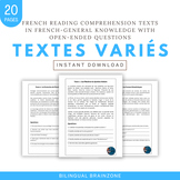 TEXTES VARIÉS | Reading Comprehension Texts| Knowledge wit
