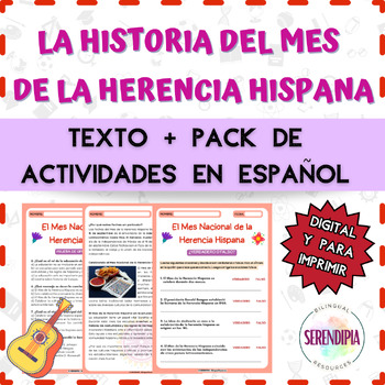 Preview of TEXTO Historia del Mes de la Herencia Hispana | PACK DE ACTIVIDADES |Spanish ELE