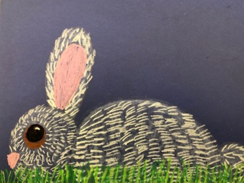 Preview of TEXTURE BUNNY ART LESSON Grade K-3, with variation for grade 3-5
