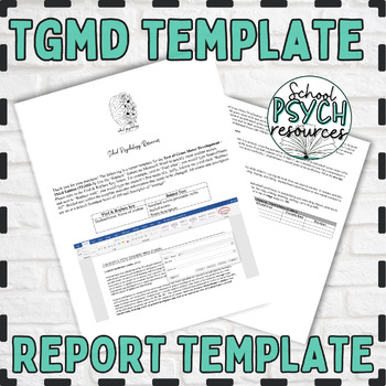 Preview of TGMD Report Template OT PT Physical Gross Motor Special Education Assessment