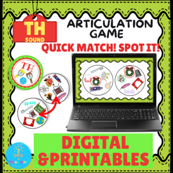 Preview of TH Articulation Game - Quick Match! Spot it! Digital & Printable 