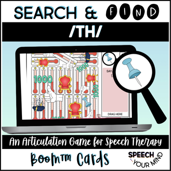 Preview of TH Sound Articulation Boom Cards™ Search & Find Game