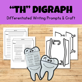 Preview of TH Digraph Word Family Phonics Writing Craftivity - Phonics Writing & Craft