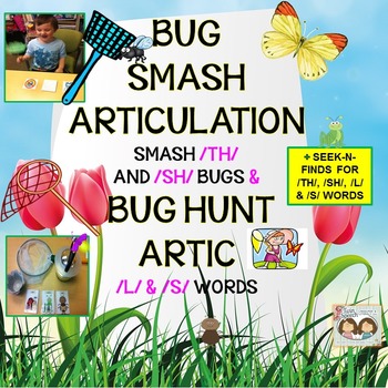 Preview of /TH/ & /SH/ Word Bug Smash & /S/ & /L/ Word Bug Hunt Articulation