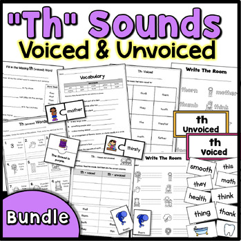 Preview of TH Voiced & Unvoiced Worksheets and Activities Games Puzzles Sorting