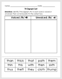 TH voiced/unvoiced Digraph Cut and Sort Worksheet - UFLI L