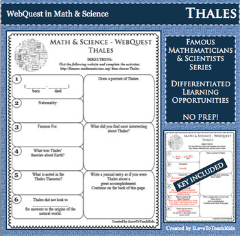 Preview of THALES Math Science WebQuest Research Project Biography Graphic Organizer