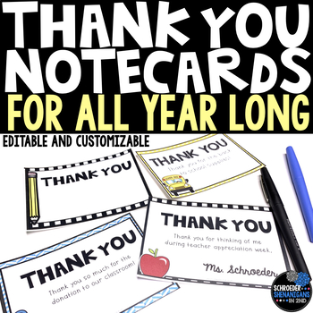 THANK YOU CARDS for all year long | Editable by It's Simply Elementary
