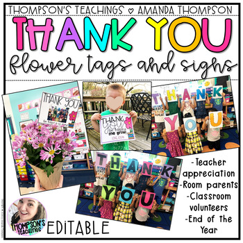 Preview of THANK YOU Flower Tags and Signs