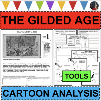Preview of THE GILDED AGE 1883 Uncle Sam Political Cartoon Primary Source Analysis