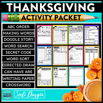 Preview of THANKSGIVING ACTIVITY PACKET word search early finisher activities writing