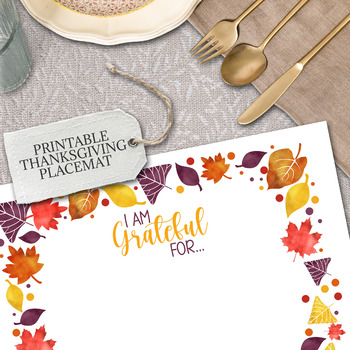 Preview of THANKSGIVING ACTIVITY PLACEMAT,  KINDERGARTEN CRAFTS, GRATITUDE WRITING PROMPT