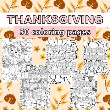 Preview of THANKSGIVING AUTUMN PUMPKIN HOLIDAYS COLORING PAGES for kids, teens and adults
