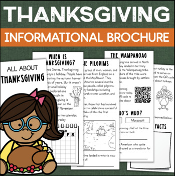 Preview of THANKSGIVING Activity Informational Brochure Print + Digital