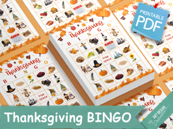 Preview of THANKSGIVING BINGO • 30 Printable Cards • Christmas Game Holiday Bingo Christmas