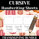 THANKSGIVING BUNDLE | Cursive Handwriting Practice Sheets 