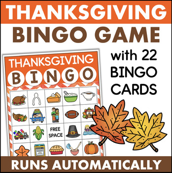 Preview of THANKSGIVING Bingo Game Fun Thanksgiving Activities Kindergarten 1st 2nd Grade