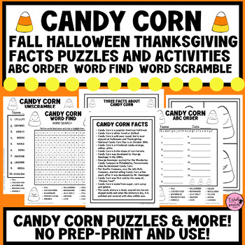 Preview of THANKSGIVING|CANDY CORN FACTS|INDEPENDENT PUZZLES & ACTIVITIES|SUPER FALL DEAL!