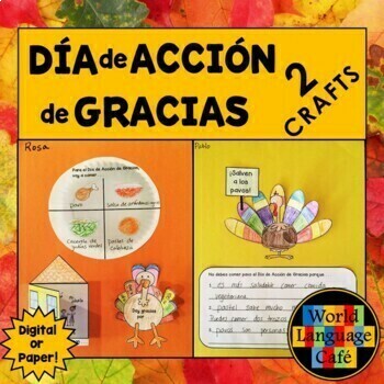 Preview of THANKSGIVING CRAFT SPANISH ⭐ Día de Acción de Gracias ⭐ Activities Art Project