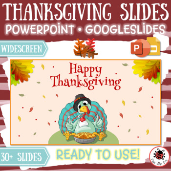 Preview of THANKSGIVING Cute PowerPoint / Google Slides Presentation Template | 30 slides!