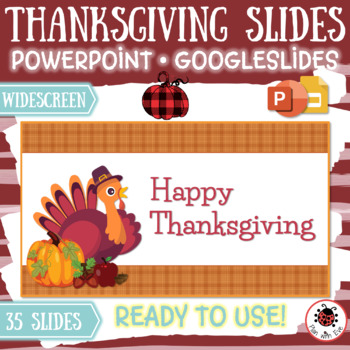 Preview of THANKSGIVING Cute PowerPoint / Google Slides Presentation Template | 35 slides!
