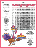 THANKSGIVING DAY FOOD Word Search Puzzle Worksheet Activity