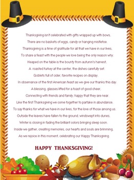 Preview of THANKSGIVING DAY POEM  //  GREAT FOR PROJECTS AND CARDS