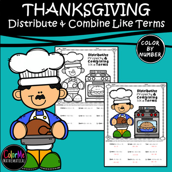 Preview of THANKSGIVING DINNER - Basic Algebra Distributive Property & Combining Like Terms