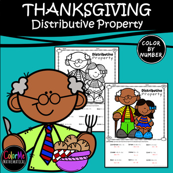 Preview of THANKSGIVING DINNER - Basic Algebra - Distributive Property Worksheet