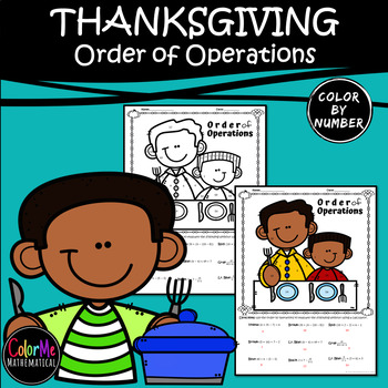 Preview of THANKSGIVING DINNER - Basic Algebra - Order of Operations Worksheet