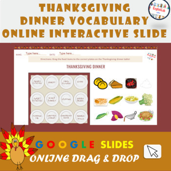 Preview of THANKSGIVING DINNER TABLE VOCABULARY INTERACTIVE GOOGLE SLIDES