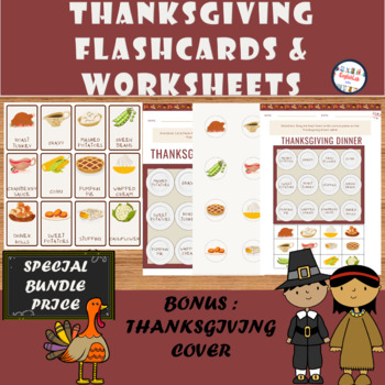 Preview of THANKSGIVING DINNER VOCABULARY BUNDLE (FLASHCARDS & WORKSHEETS)