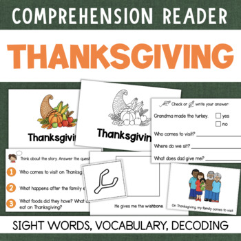 Preview of 1st Grade THANKSGIVING Reading Comprehension Thanksgiving Decodable Readers