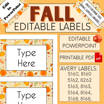 Preview of THANKSGIVING FALL Editable Labels Tags (Avery 5160, 5162, 5163, 5164, 5168)