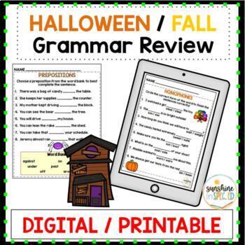Preview of THANKSGIVING / FALL - Grammar Review ELA - Digital & Printable - Distance