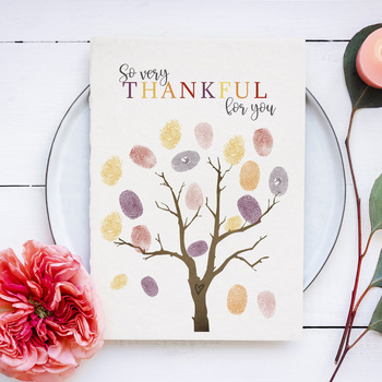 Preview of THANKSGIVING FINGERPRINT CRAFT, THANK YOU CARD, FALL KINDERGARTEN ACTIVITY