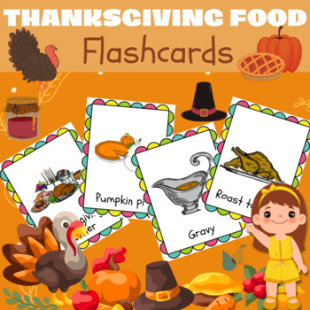 Preview of THANKSGIVING FOOD flashcards - THANKSGIVING Memory Game - Vocabulary