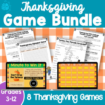 Preview of THANKSGIVING GAMES BUNDLE Party Morning Meeting Fun Friday Indoor Recess PBIS