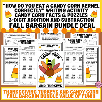Preview of FALL THANKSGIVING INDEPENDENT ACTIVITIES|TURKEYS & CANDY CORN|Math ELA & Fun!