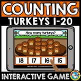 THANKSGIVING MATH ACTIVITY TURKEYS COUNTING SETS TO 20 1ST