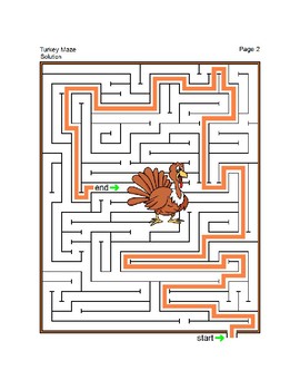 THANKSGIVING MAZES, 10 PAGES W/ ANSWER KEYS, THANKSGIVING ACTIVITIES