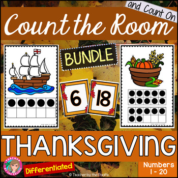 Preview of THANKSGIVING Math | Count the Room Ten Frames and Numbers 1 - 20 BUNDLE
