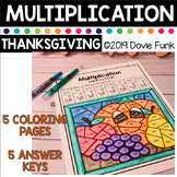 THANKSGIVING Multiplication Coloring Worksheets 2 DIGIT X 2 DIGIT
