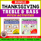 THANKSGIVING Music Treble and Bass Clef Worksheets  BUNDLE
