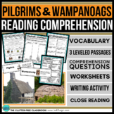 Pilgrims and Wampanoags THANKSGIVING reading comprehension