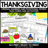 THANKSGIVING Ordinal and Positional Words | Task Cards and