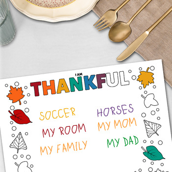 Preview of THANKSGIVING PLACEMAT CRAFT, FALL EDUCATIONAL PRINTABLE, WRITING ACTIVITY