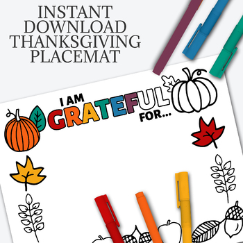 Preview of THANKSGIVING PLACEMAT, FALL PRINTABLE, GRADE 2 ACTIVITY, KINDERGARTEN CRAFTS